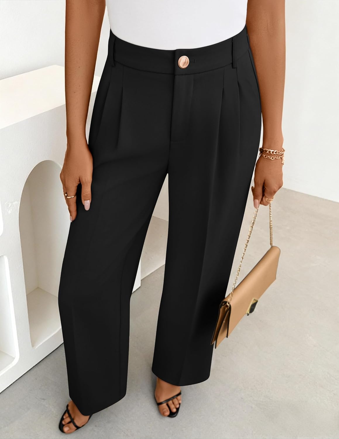 ZESICA Women's Wide Leg Dress Pants 2026 High Waisted Business Casual Palazzo Pants Work Office Slacks Trousers - Image 3