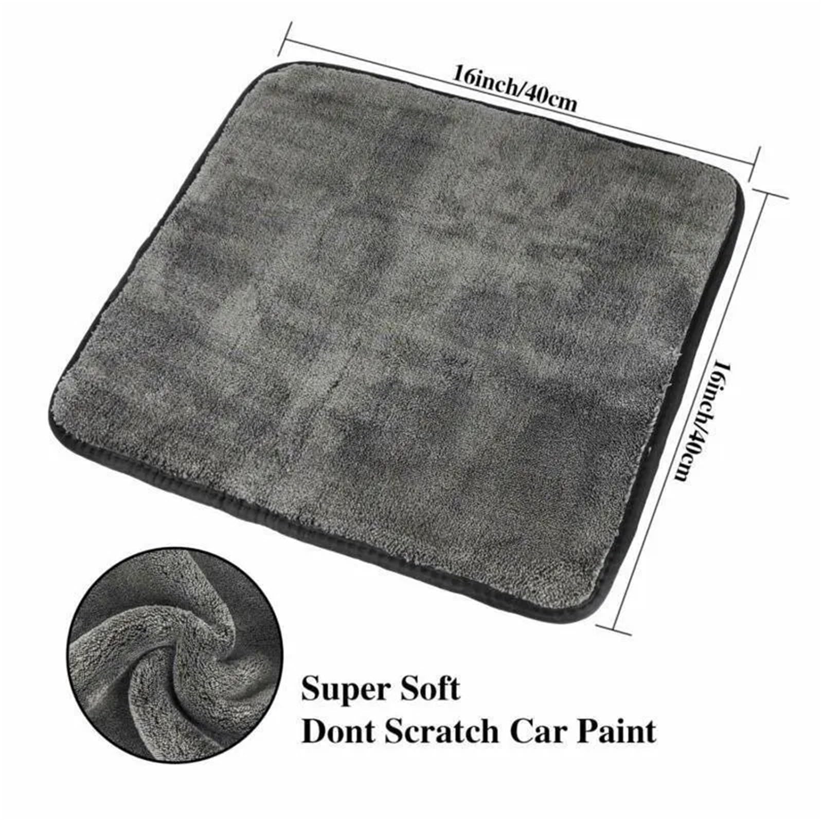 40x40CM Car Wash Microfiber Towel Thickened Super Absorption Car Cleaning Drying Cloth Hemming Towels Detailing Care Rags Gray — view 3
