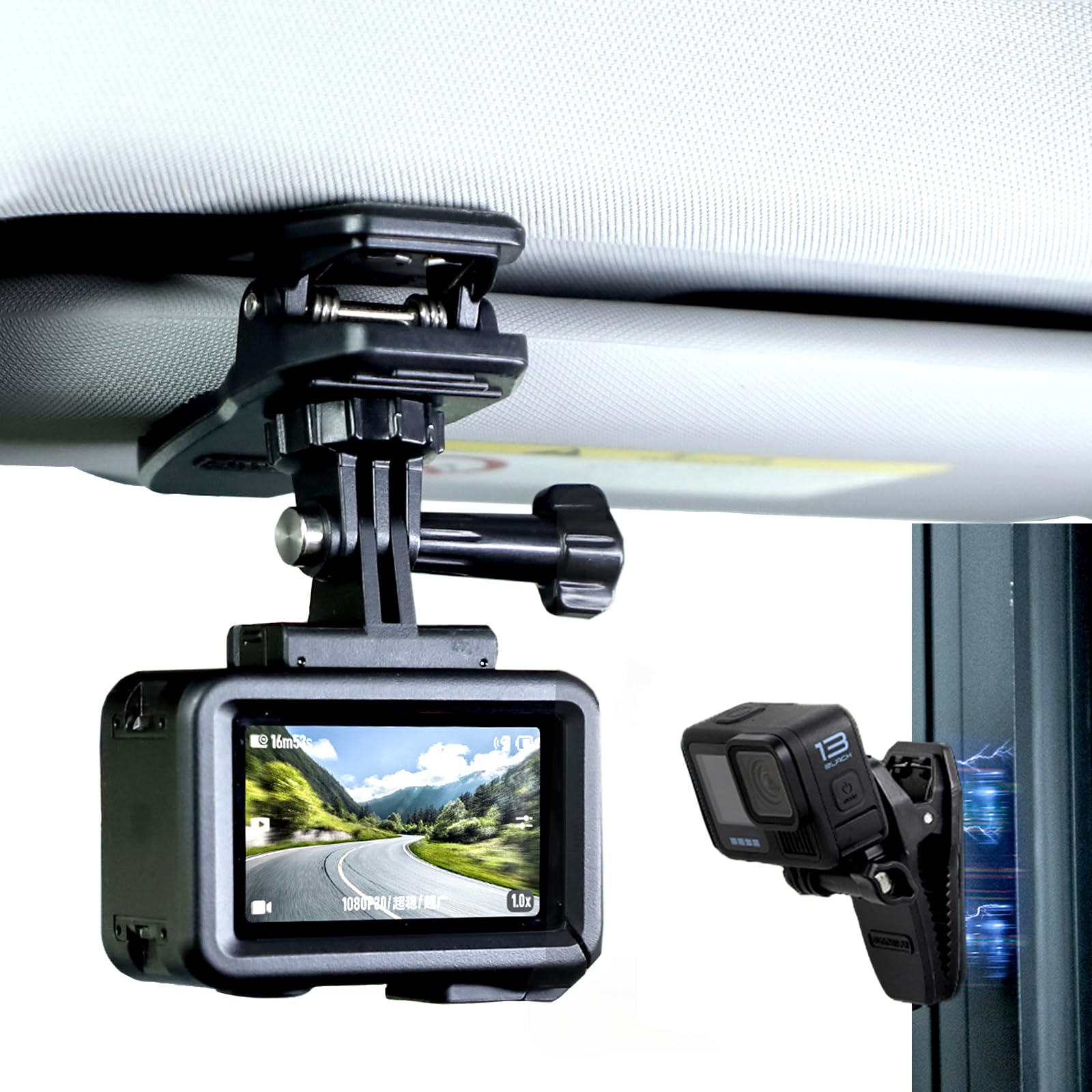 Amazon | 磁気サンバイザークリップ 互換性 Gopro対応、バック