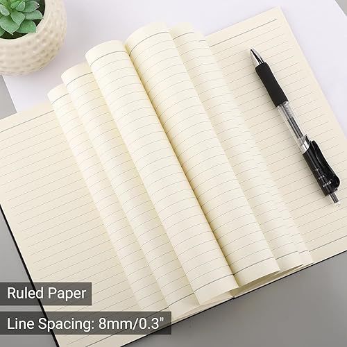 Miniatura 5 de Surard Cuaderno de espiral pequeño A5, 1 juego de cuaderno de espiral negro con tapa de plástico con rayas universitarias con papel grueso de