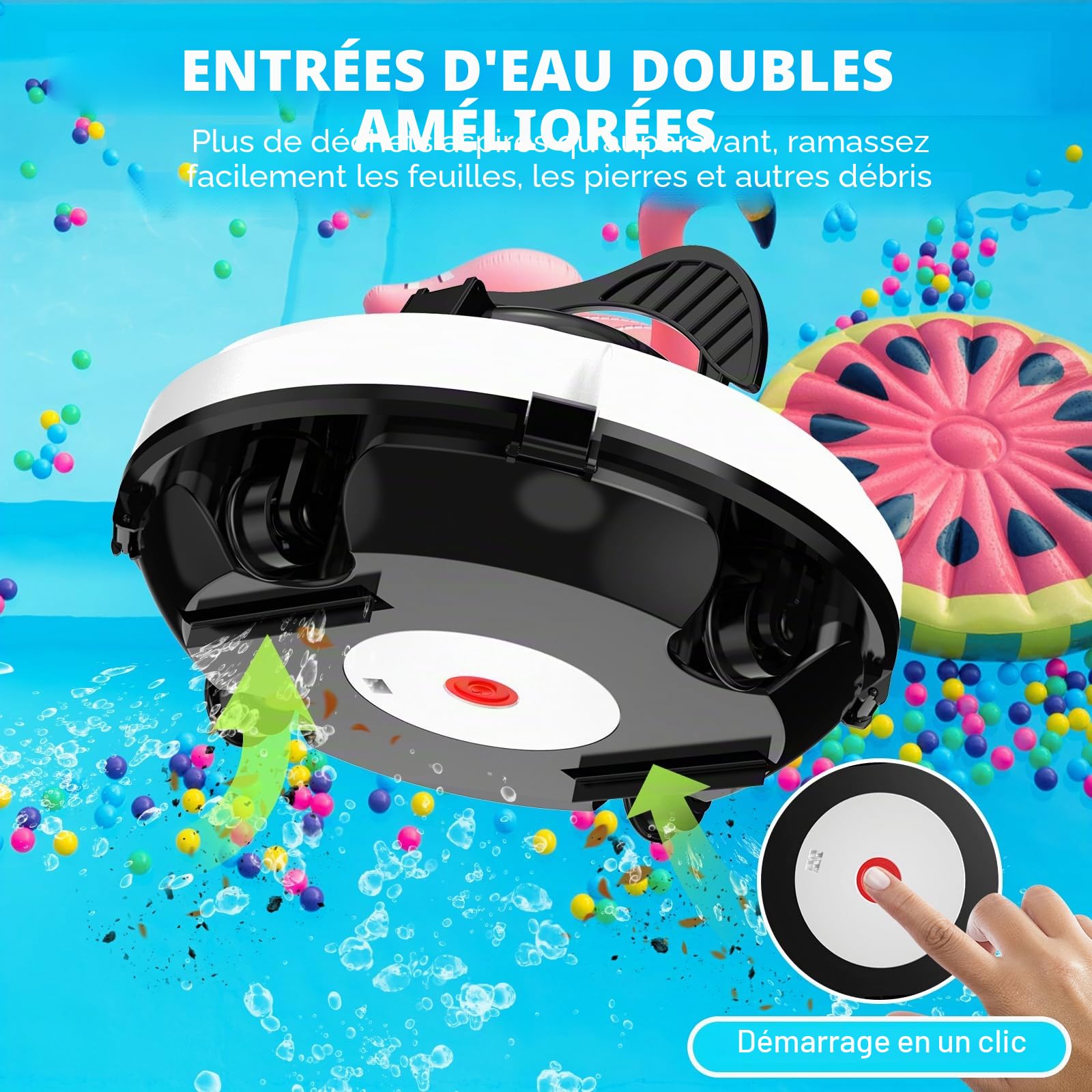 2026 Robot aspirateur de Piscine sans Fil pour Piscine Hors Sol 120 Minutes d'autonomie, Nettoyeur de Piscine Automatique pour Piscine creusée jusqu'à 1000 Pieds carrés Robot de Piscine autoparquant