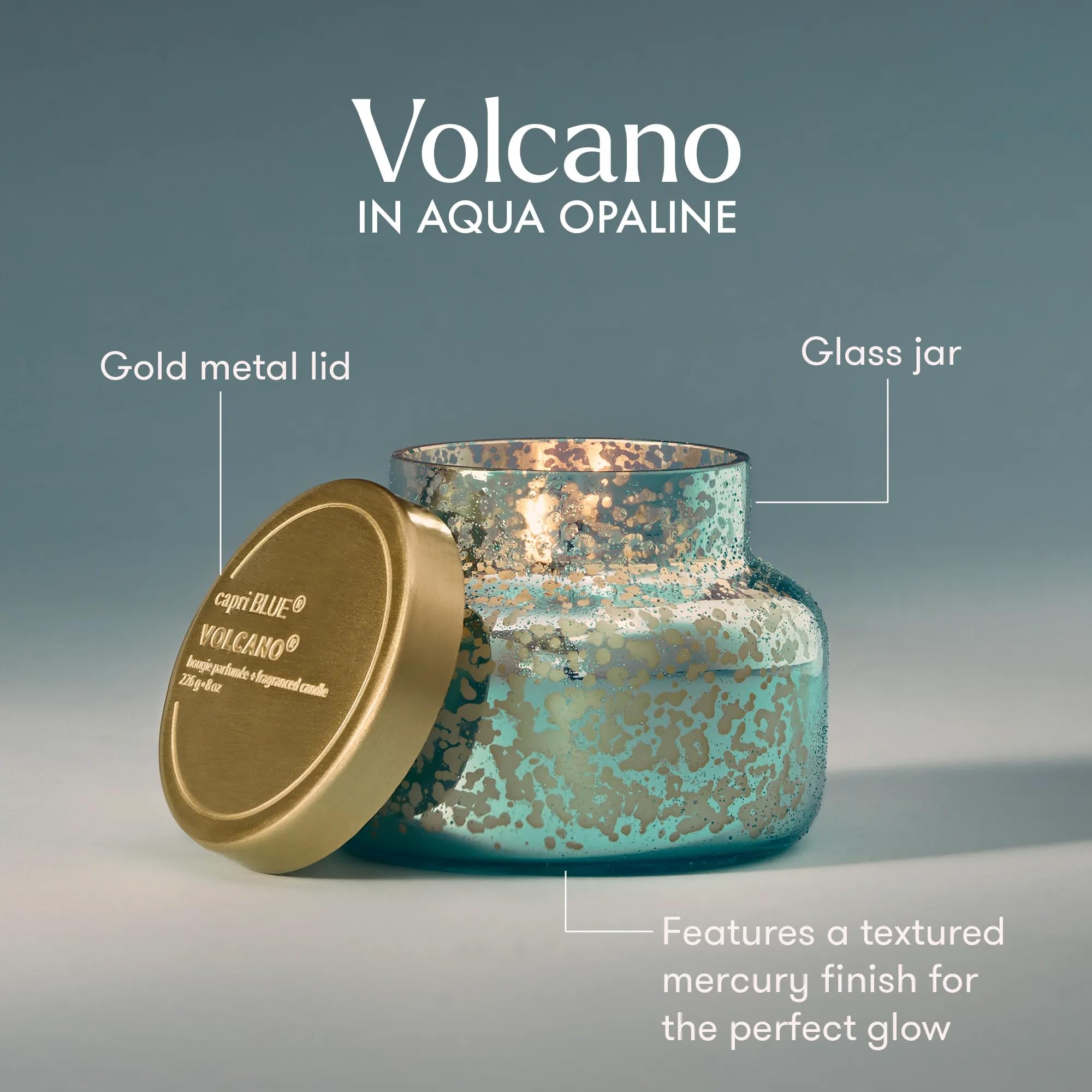 Capri Blue Candele profumate Volcano | Barattolo di vetro | Aqua Opaline