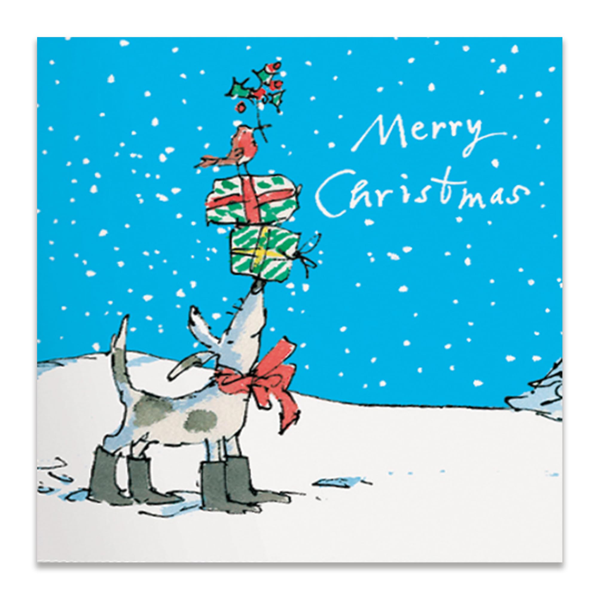 Woodmansterne Charity Christmas Cards Pack of 5, Quentin Blake Dog & Robin