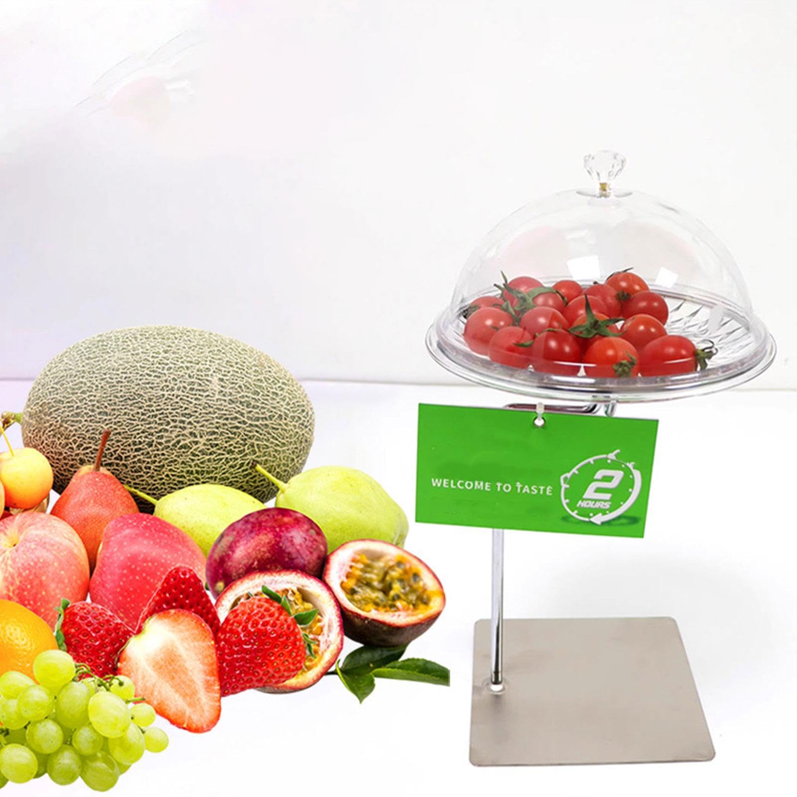 Plato para Pasteles con Tapa, Bandeja para Postres de Frutas, Tapa Antipolvo, Plato para Servir, Expositor de, Material Pet, con Soporte, Individual