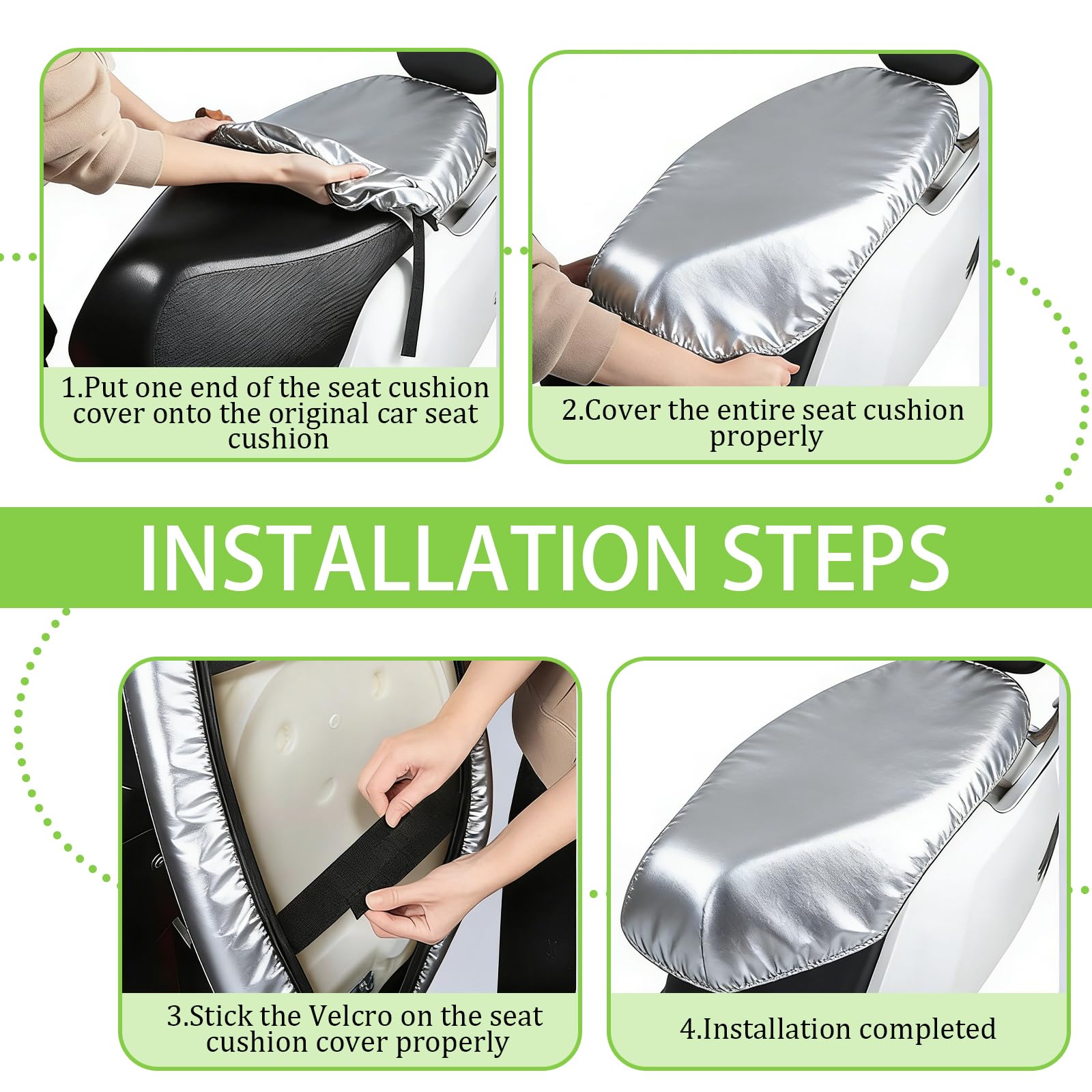 Funda Asiento Moto Antideslizante y Resistente a Arañazos, Protección Universal, Asiento Moto Protege de La Lluvia y el Sol, Funda Scooter para Todo Tipo de Motos y Scooters (Plateado)