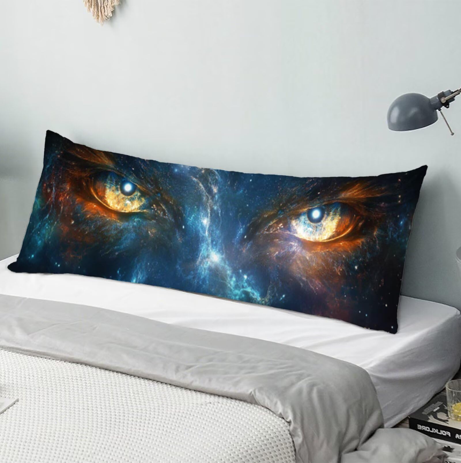 Seitenschläferkissen Bezug 60 x 180 cm Traum Seitenschläferkissen mit Unsichtbarem Reißverschluss, Samt Atmungsaktiv und Weich Schwangerschaftskissen Body Pillow Auge, für Deko Wohnzimmer Sofa R-3603