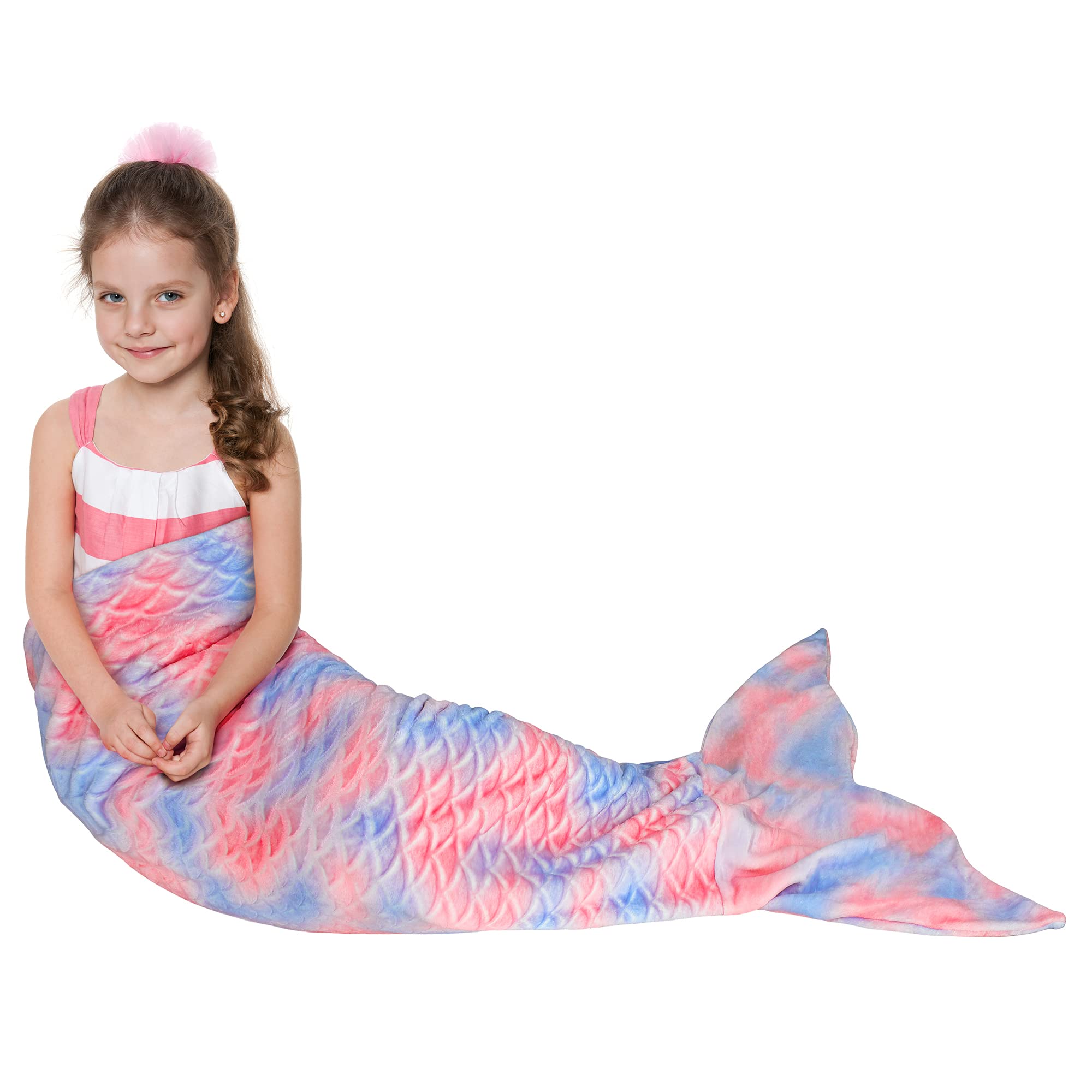 Catalonia Classy Dreamy Mermaid Mermaid Tail Blanket, Soft Warm Plush Fleece Sleeping Bag Snuggle Blanket For Teens, Fish Scale Pattern, Fantasy Mermaid, 155 X 50 Cm