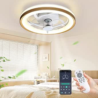 ycwdcz Moderne plafondventilatoren met verlichting en afstandsbediening, kristallen ring plafondventilatoren met lampen zomer winter omkeerbaar dimbaar licht geheugenfunctie 6 snelheden DC motor voor
