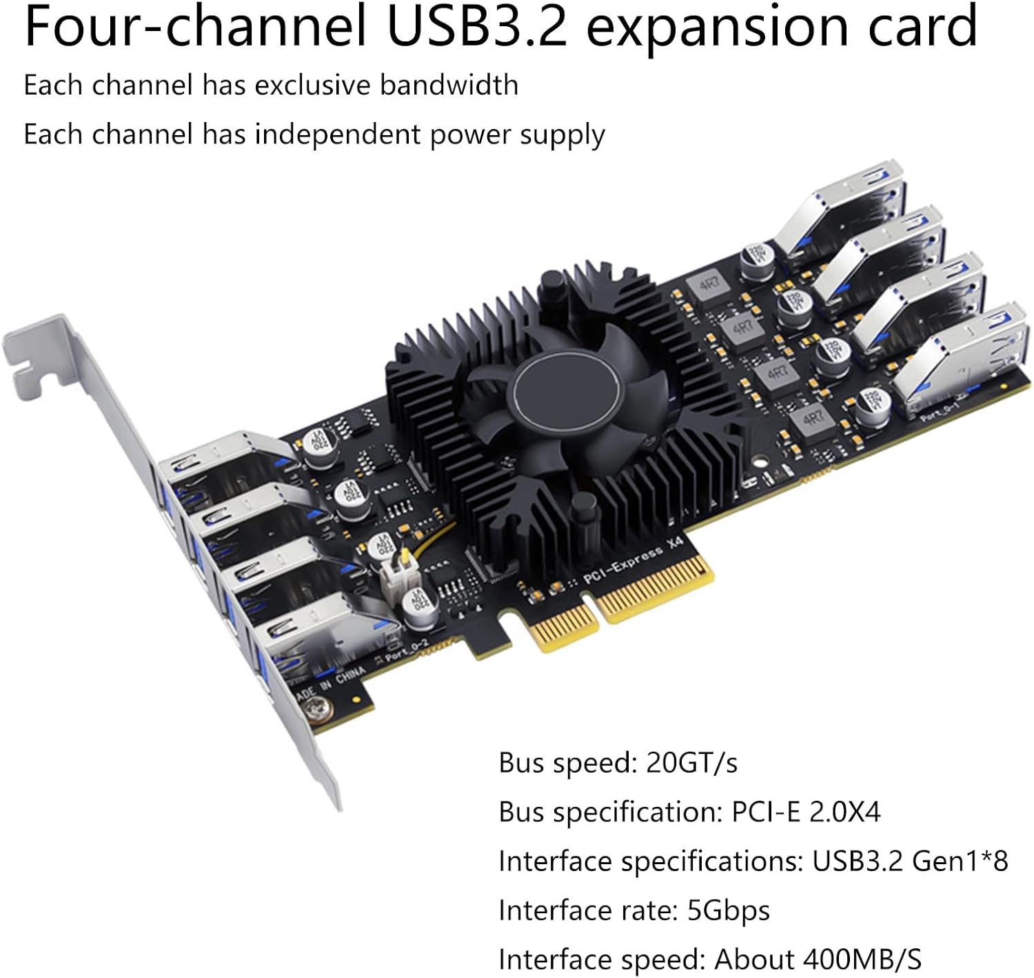 コンピューター5GBPS 8ポートUSB3.2 PCIEXPRESS拡張カードUSB 3.2 PCIEカードウィンドウオペレーティン