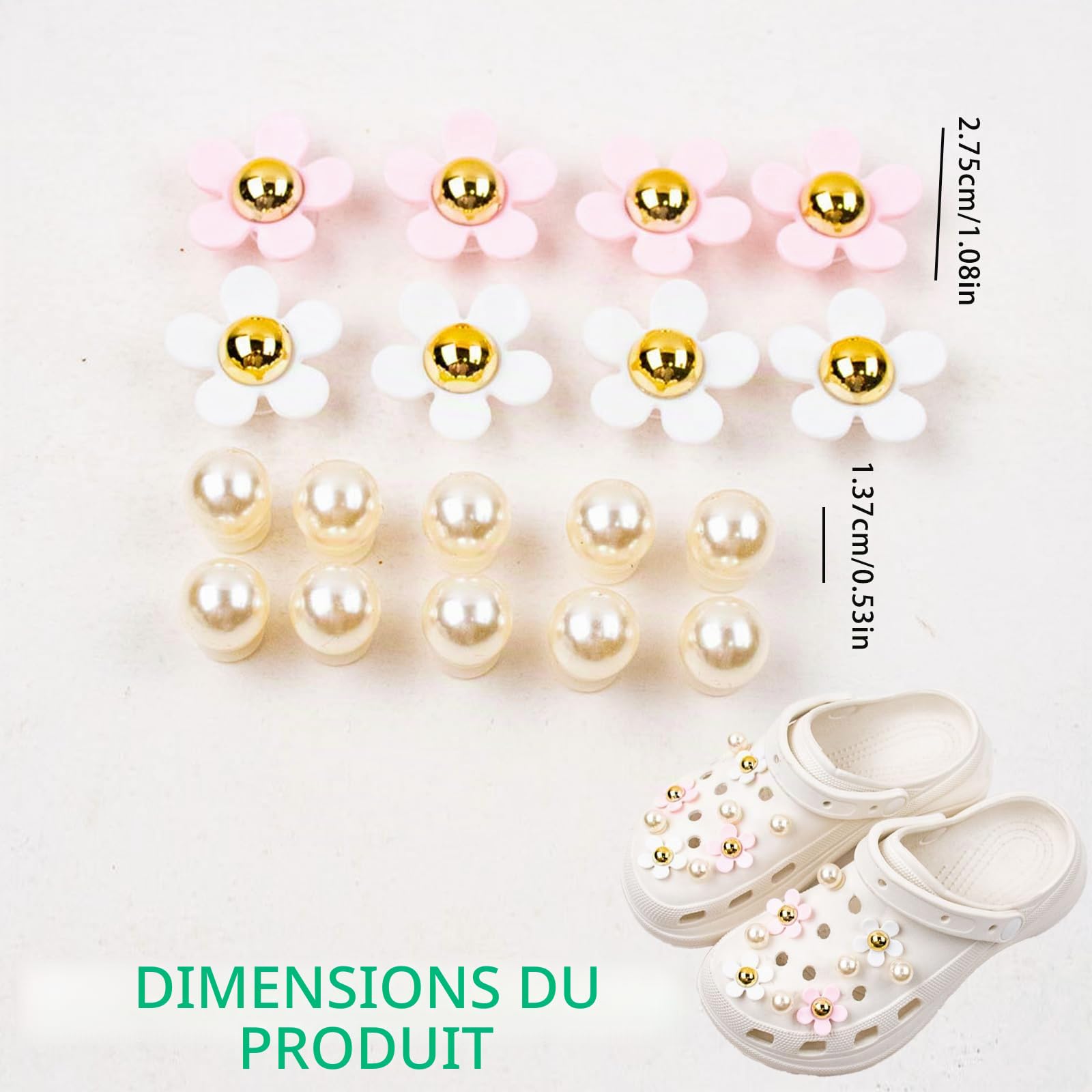Charms Crocs Fleurs Bijoux de Chaussures Pins Crocs Fleurs Chaussure Bijoux avec Boutons Fleur Fleur Chaussure Charme Avec Boutons pour Femmes Sabots Sandales Pantoufles 36 Pièces