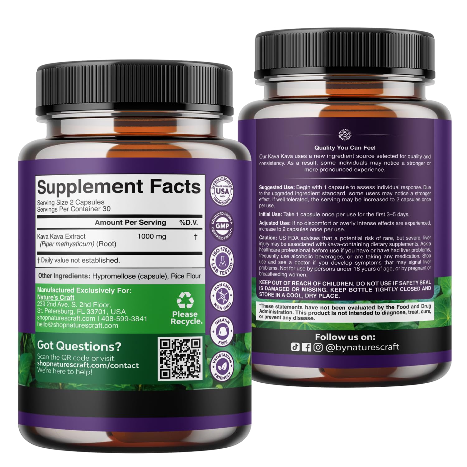 Kava Kava Capsules - Stress & Mood Support Supplement -Gelatin Free - 60 Ct — Amazon image 8