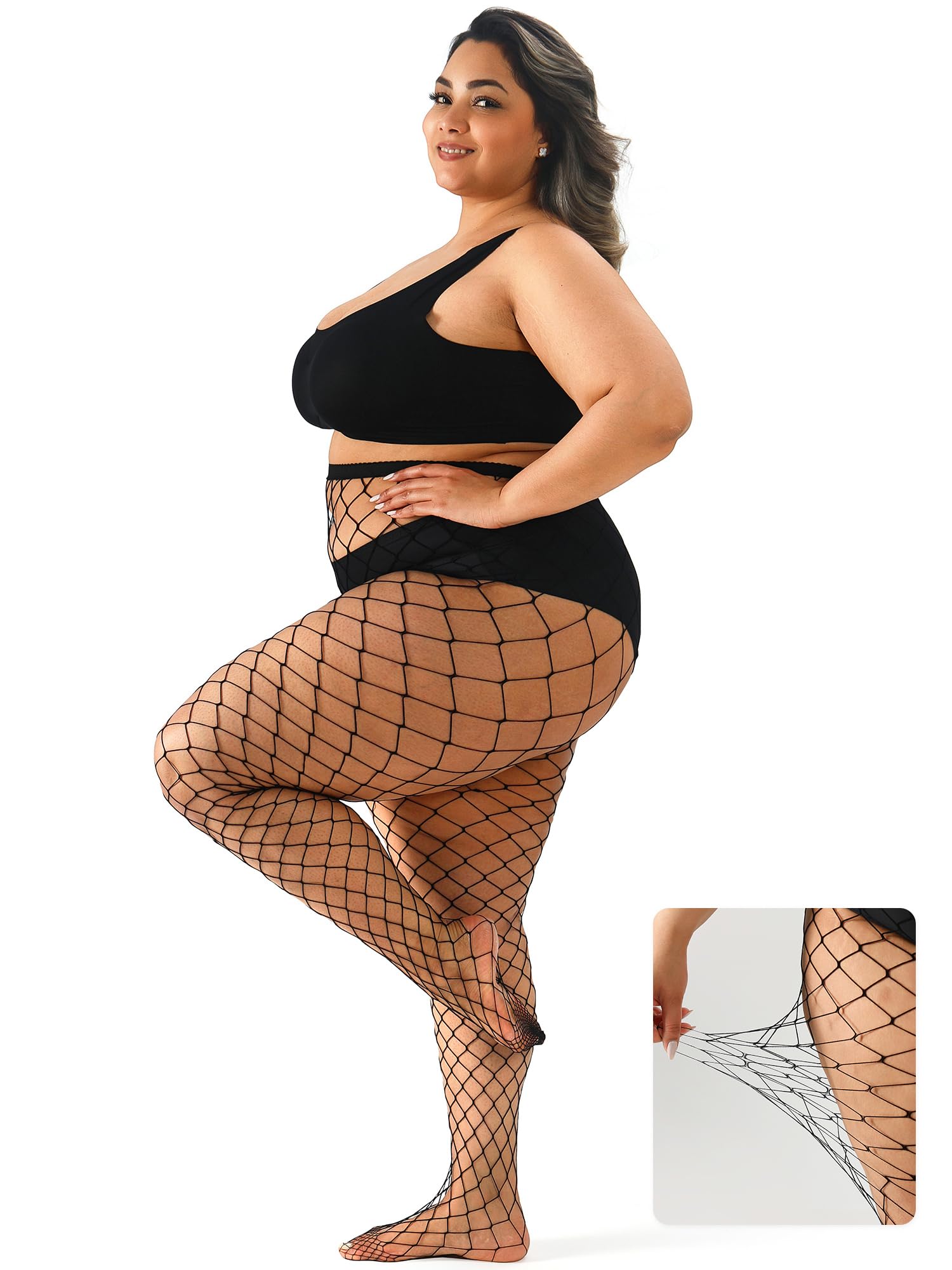 ANNTXL Plus Size Fishnet tights stockings Big Mesh Leggings Pantyhose for women: Pink