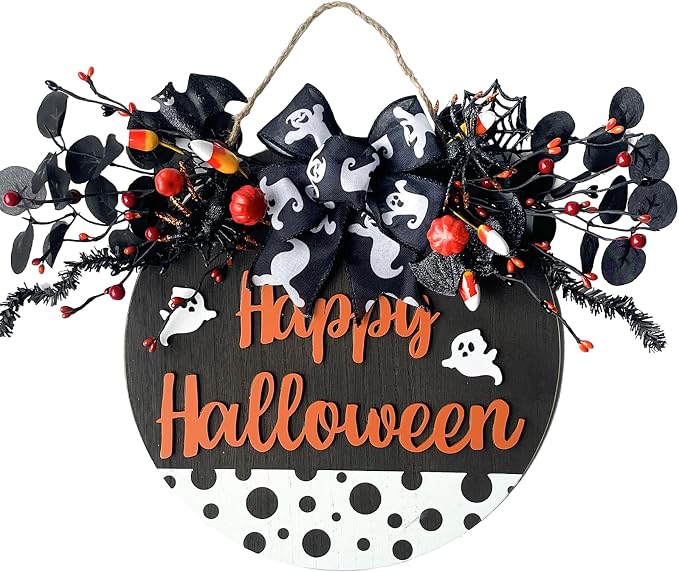 Idyllic 14' Ghost Wreaths - Cute Halloween Door Decorations