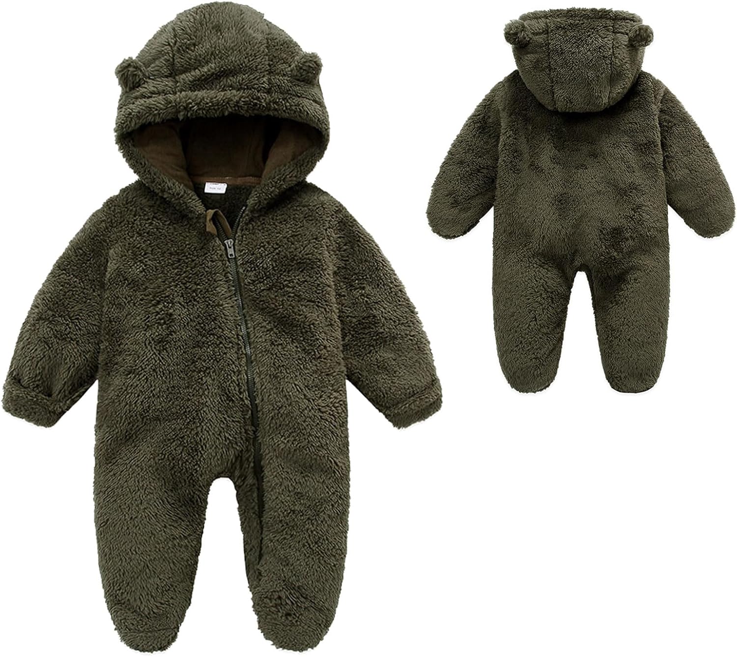 YMYDYFC Baby Fleece Hooded Romper Winter Outwear Jumpsuit Snowsuit Bear Ear Outfits for Boys Girls