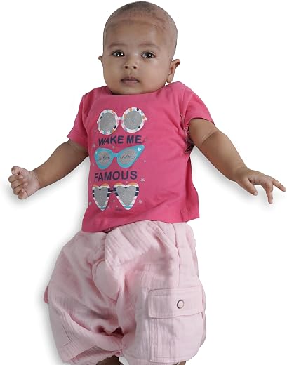 CocoBelle NYC Baby Girls Top Cotton Half Sleeve Solid (6months-12months) Multicolour