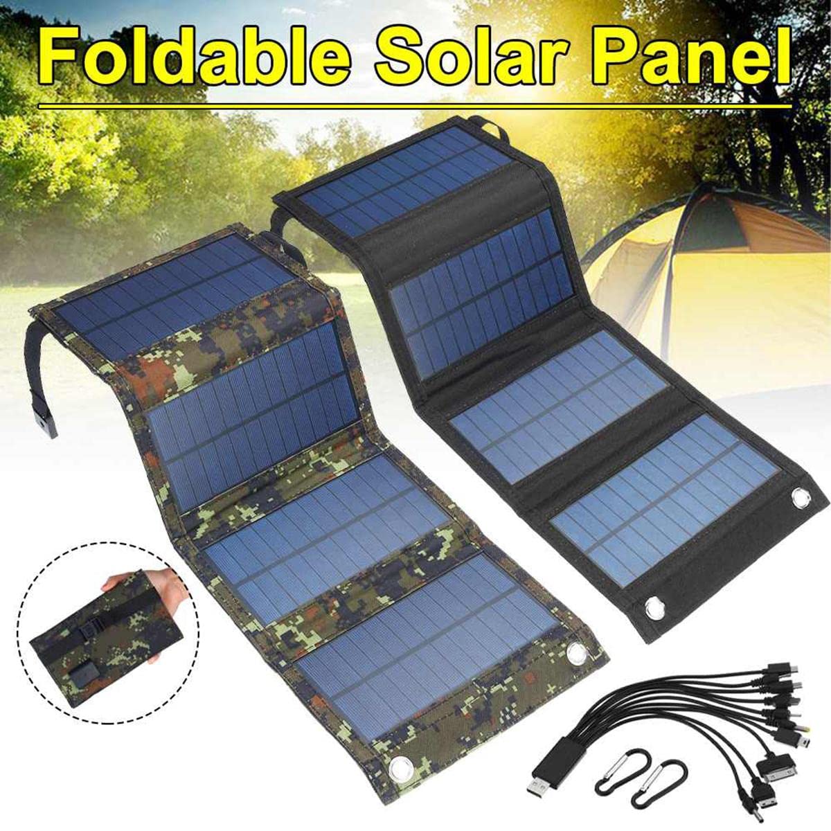 Caricatore Solare,10W 5.5V Caricatore Portatile Pieghevole per Pannello Solare Power Bank Batteria Esterna Impermeabile Compatibile con Smartphone,Tablet e Altro per attività all'aperto,Green
