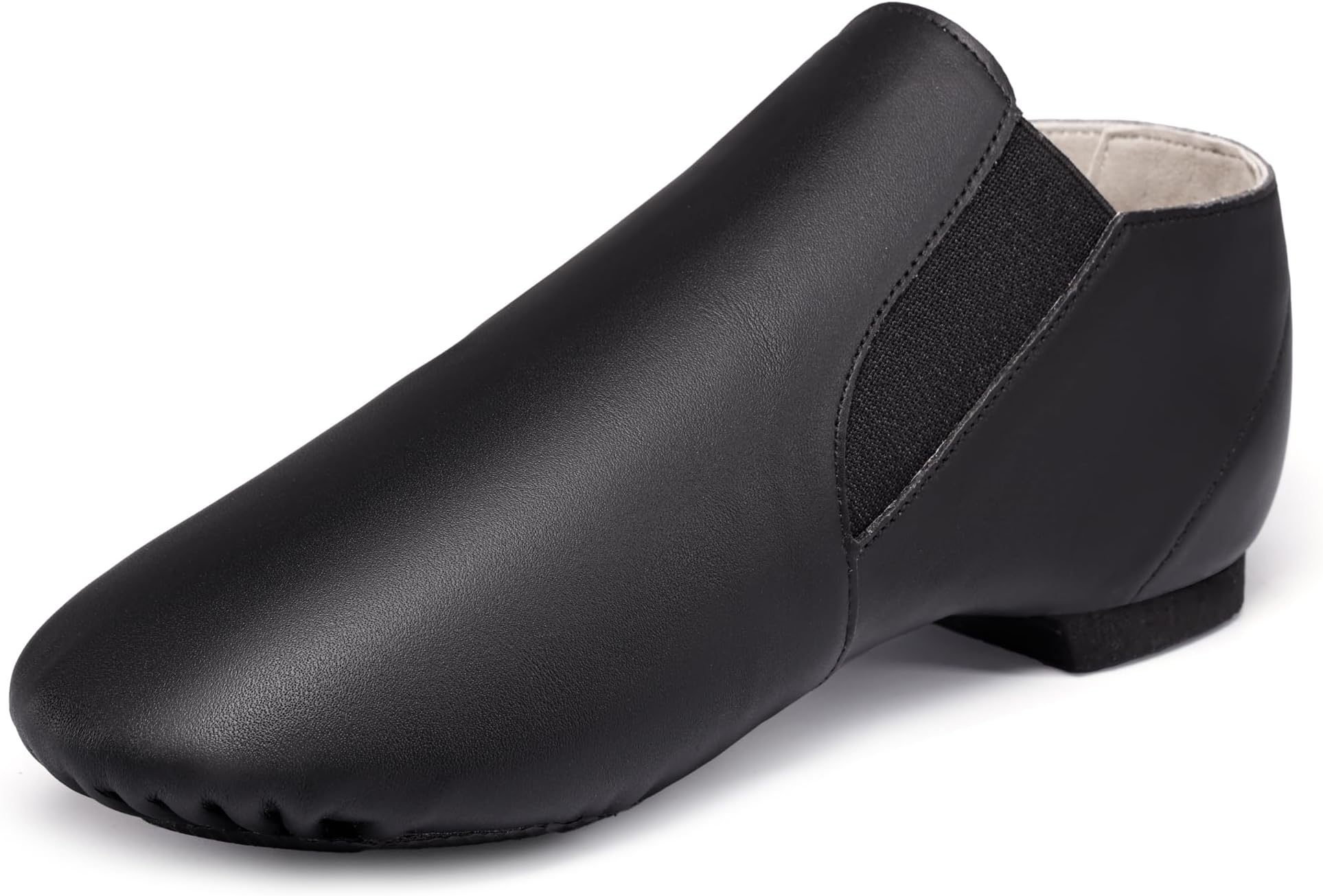 Unisex Leather Upper Slip-on Jazz Shoe with Elastics for Women and Men's Dance Shoes