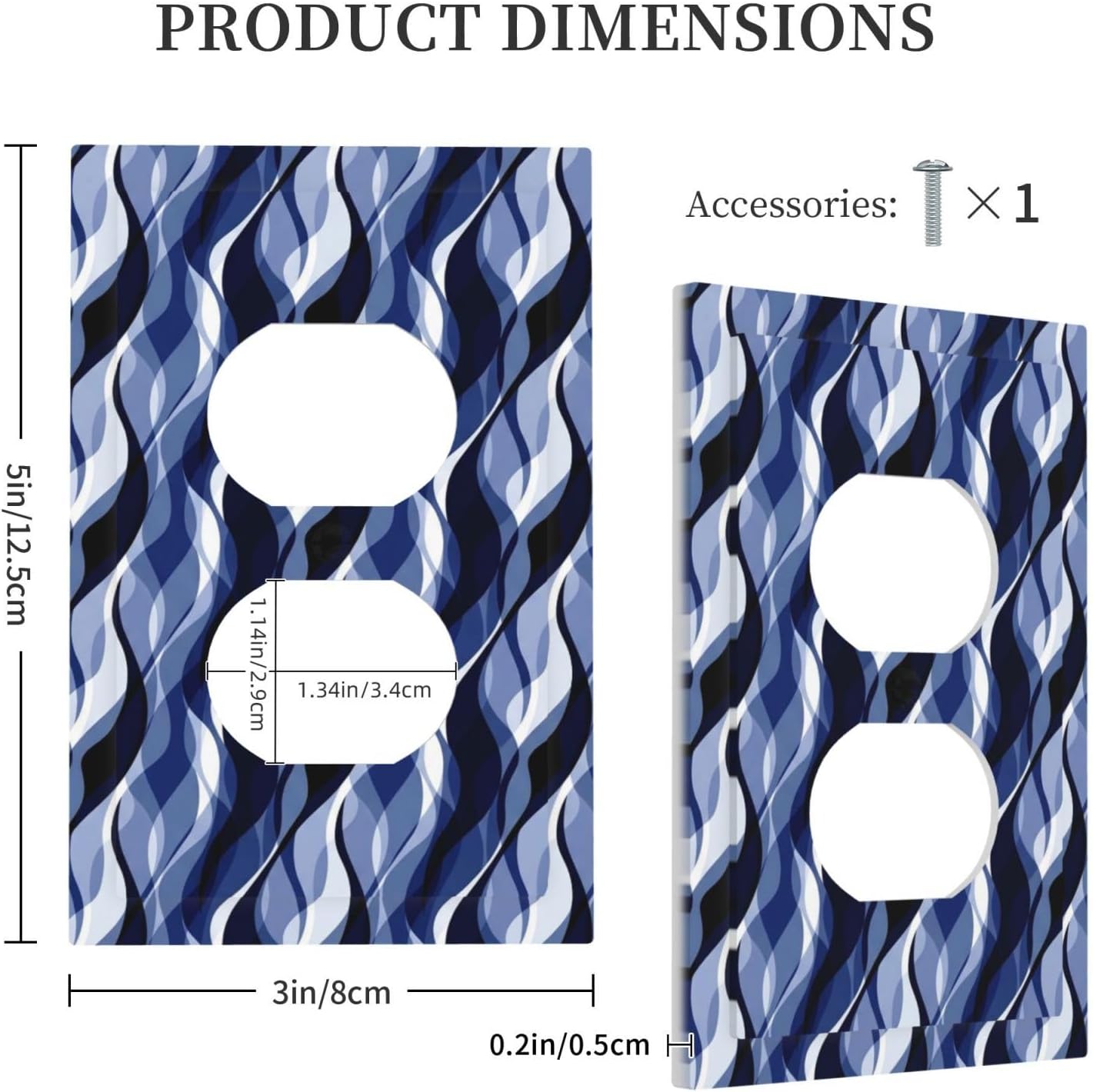 Navy Blue Black Wave 1 Gang Receptacle Outlet Covers Modern Abstract Striped Single Duplex Light Switch Cover Decorative Wall Plates Switchplate Electrical Faceplates for Bedroom Studio Office Decor image 5