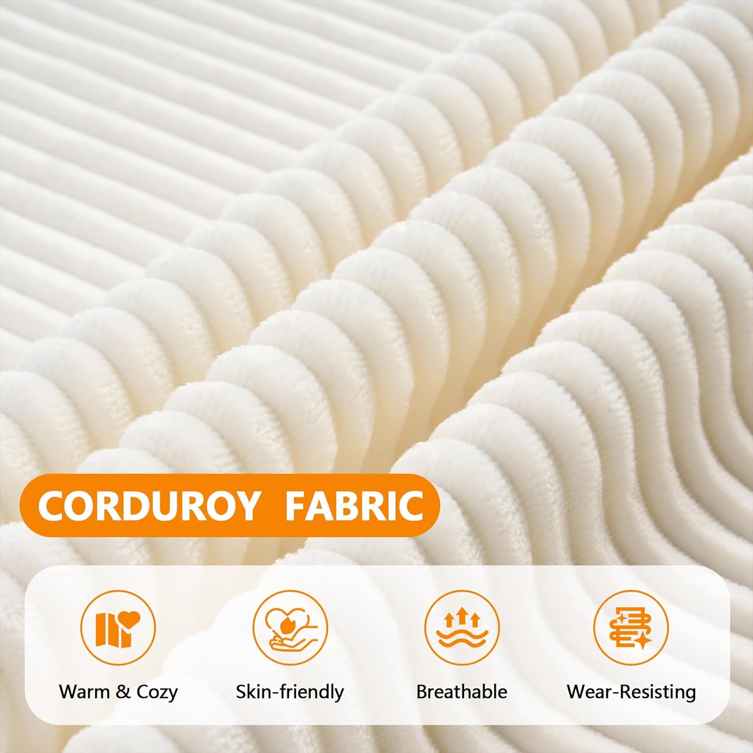 Oversized Cloud Lounge Accent Chair, Comfy Reading Chair for Adults | Living Room Bedroom, Big|Corduroy | 44 Inch | Giant | Wood Frame (White)