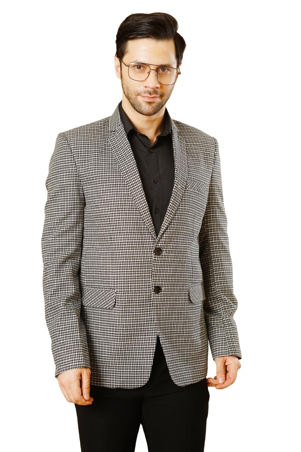 wintage Men's Tweed Black Blazer-picture-18