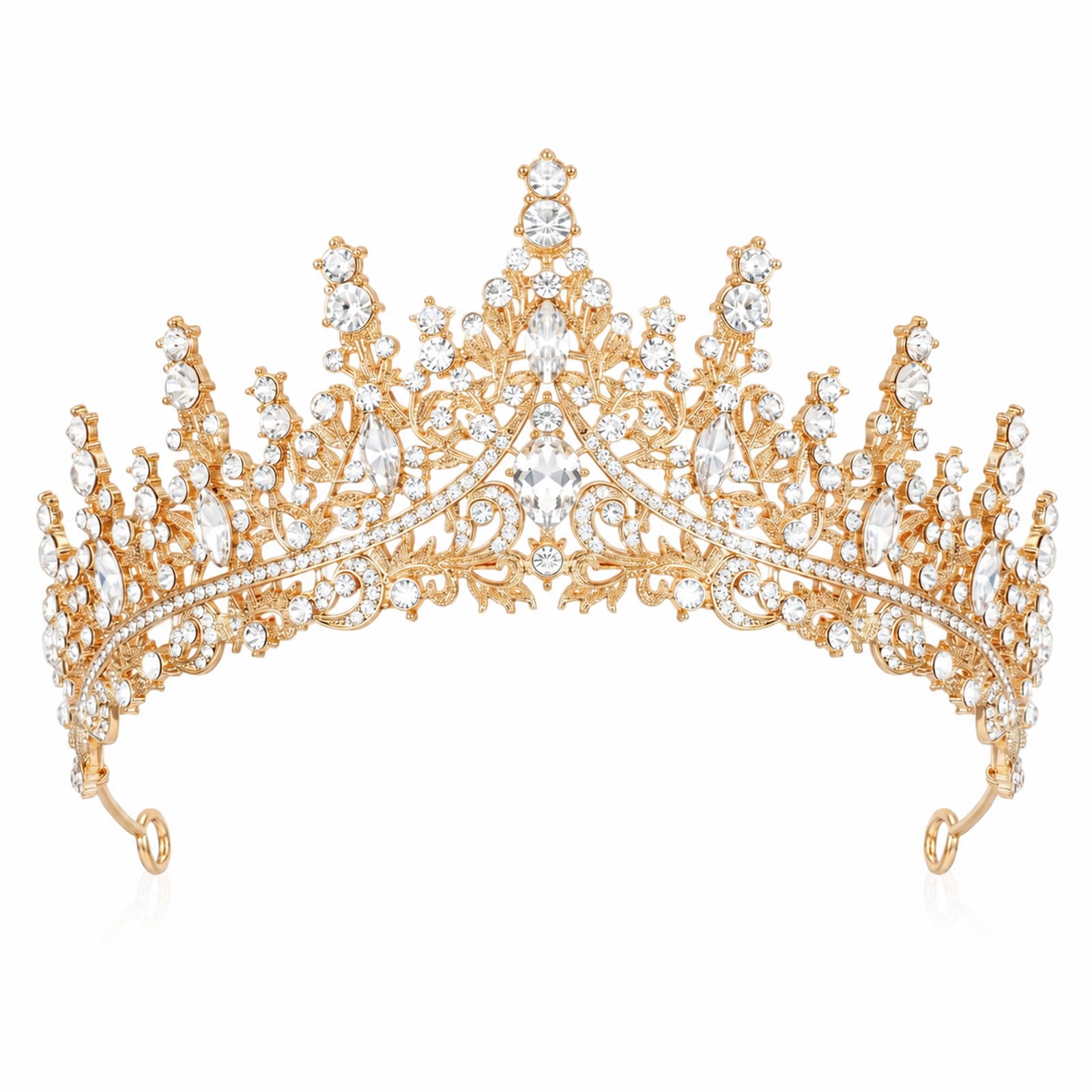 Corona de reina con diamantes de imitación finos para novias y tiaras de boda 8