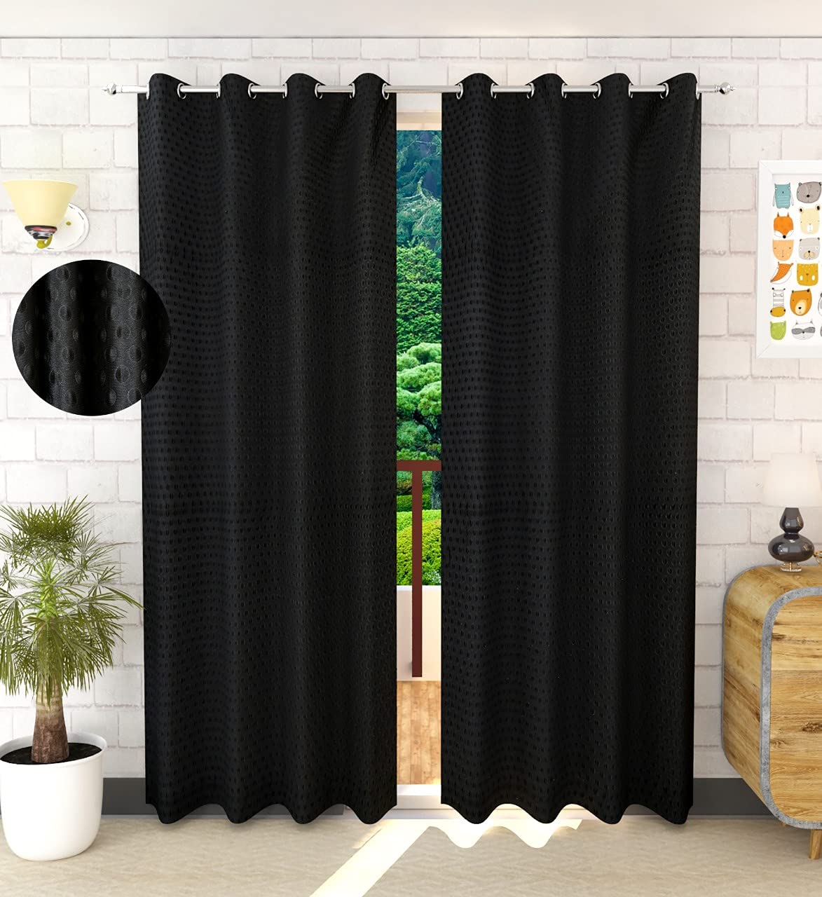 Srk Trendz Polyresin Solid Curtain, 7 Feet, Black, Pack of 1, Grommets (B07SGHQD58) Amazon Price History, Amazon Price Tracker