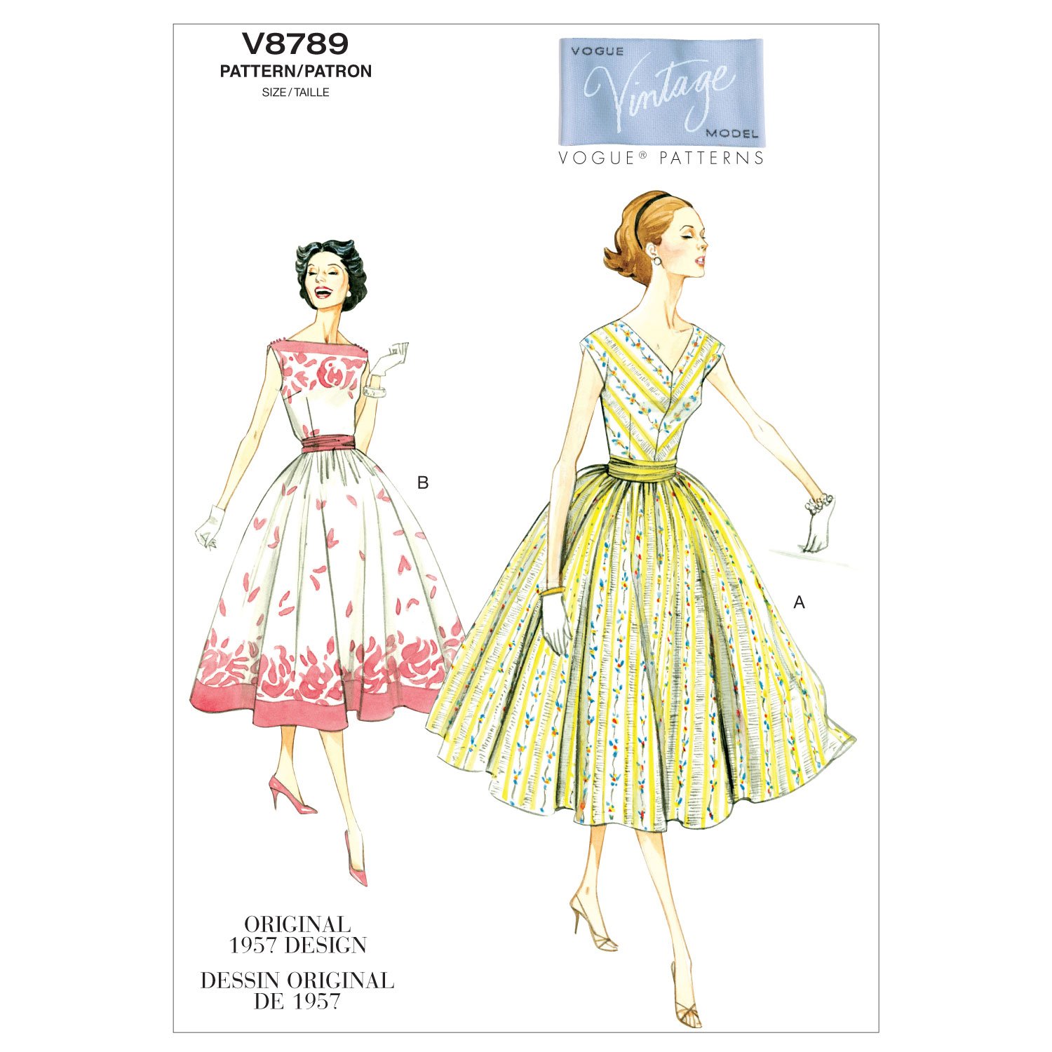 Patron couture robe femme VOGUE PATTERNS V8789 grandes tailles 14-22