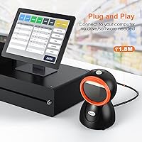 Vista 5 de Escáner de código de barras omnidireccional automático 1D 2D de escritorio, lector de código de barras QR con cable USB manos libres, escáner