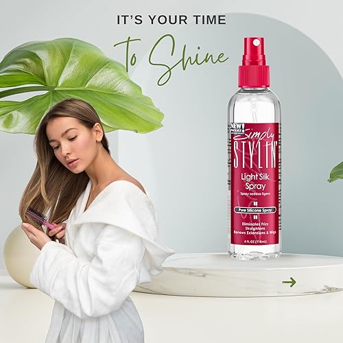 Miniatura 2 de Simply Stylin Spray de seda ligera protección del cabello de silicona pura contra el calor y la humedad producto de suero natural para largos y