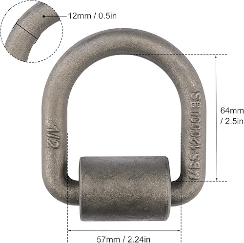 Miniatura 2 de Paquete de 6 anillos de soldadura de 1/2 pulgada en D, anclaje de anillo en D para remolques para asegurar cuatrimotos, vehículos utilitarios,