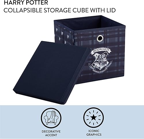 Miniatura 2 de Harry Potter Cubo de almacenamiento plegable con tapa extraíble, 10 x 10 x 10 pulgadas, organizador de tela para decoración de dormitorio de niños,