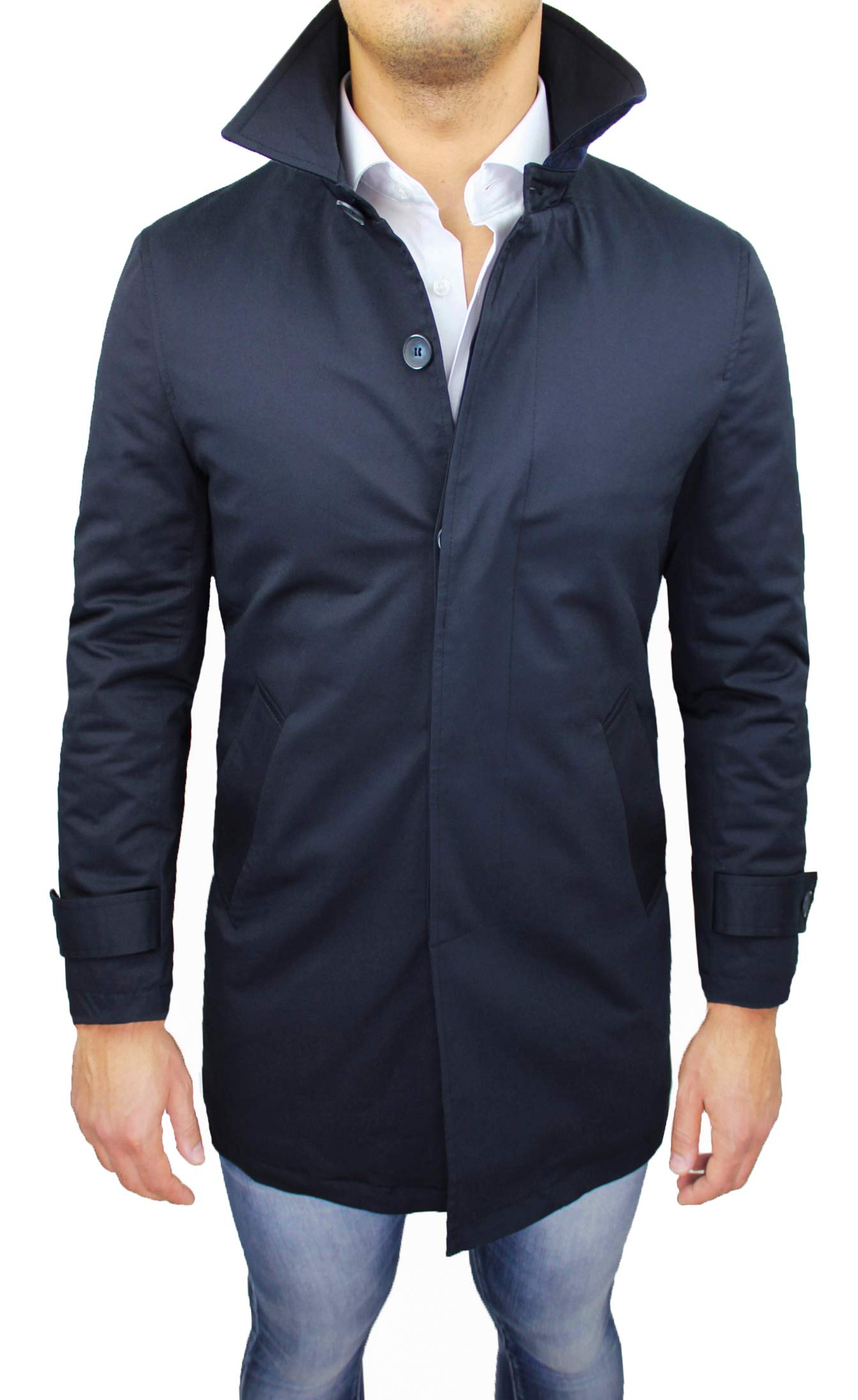 Evoga Giaccone Cappotto Uomo Sartoriale Monopetto Trench Classico Elegante
