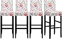 Vista 8 de Lellen Juego de 2 fundas para taburetes de bar, fundas jacquard para taburetes de bar, fundas deslizables elásticas para taburetes de bar