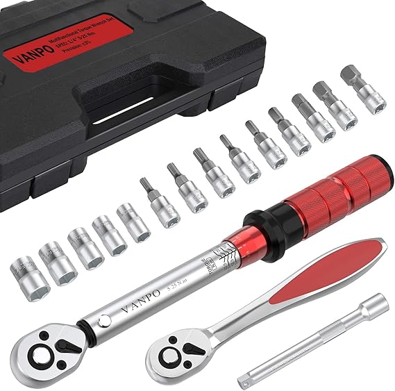 VANPO 1/4" Torque Wrench, 525 Nm Bicycle Torque Wrench Set, High