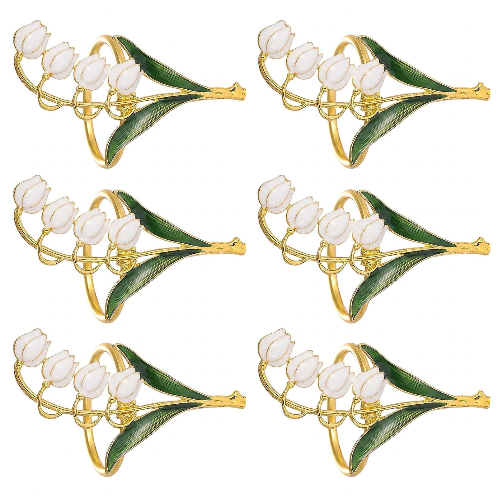 BWANGIAO Pack of 6 Elegant Metal Napkin Rings Delicate Serviette Buckles Tableware Decoration for Dining Parties and Weddings