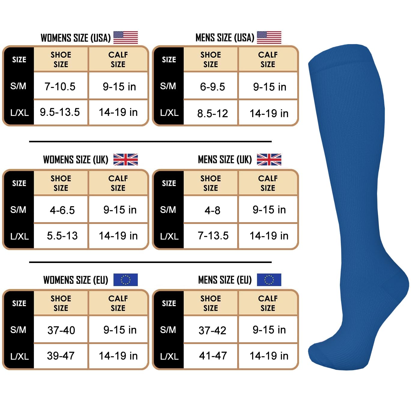 ACTINPUT Bas de Contention Femme et Homme，4 Paires Chaussettes de Compression pour Sportive, Cyclisme, Voyage en Avion, Course à pied, de Grossesse，de Vol et de Voyage