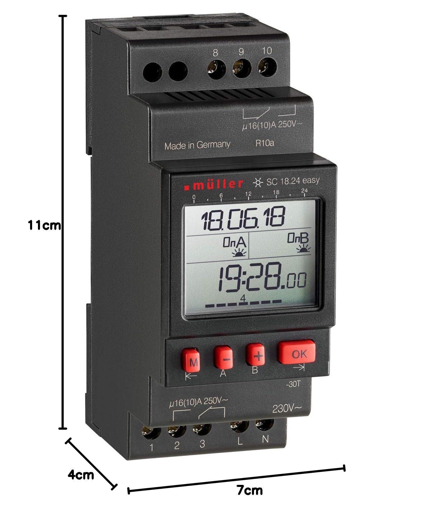 Müller 23637 SC 18.24 Easy NFC programator czasowy na szynie montażowej Easy NFC 230 V 16 A/250 V czarny (dł. x szer. x wys.) 63 x 35,80 x 90 mm