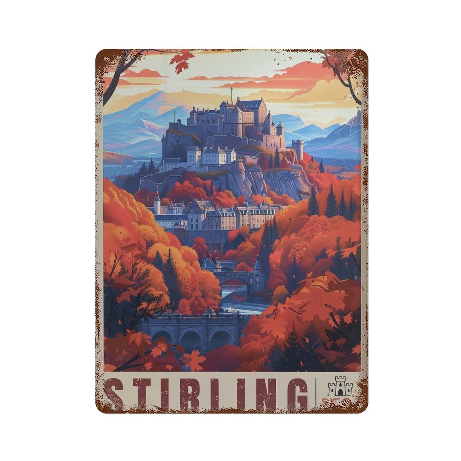 xiaoxiaoshen Stirling Castle Scotland Travel Vintage Wall Decor Art Metal Tin Poster Modern Home Decor Art Home Bar Shop Decorations Vintage Sign 40x30cm