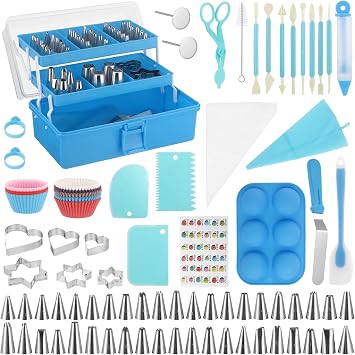 236 Pcs Cake Decorating Kit with Storage Case, Baking Supplies Cake Making Kit for Beginners, Piping Bags and Tips Set for Cookies Cupcake Decorating, Pastry Designs