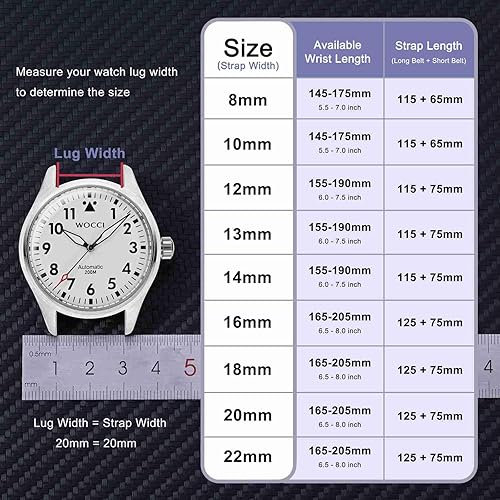 Miniatura 4 de WOCCI Correa de reloj elegante de 0.709 in de ancho, correa de repuesto de cuero genuino con hebilla dorada (marrón caramelo)