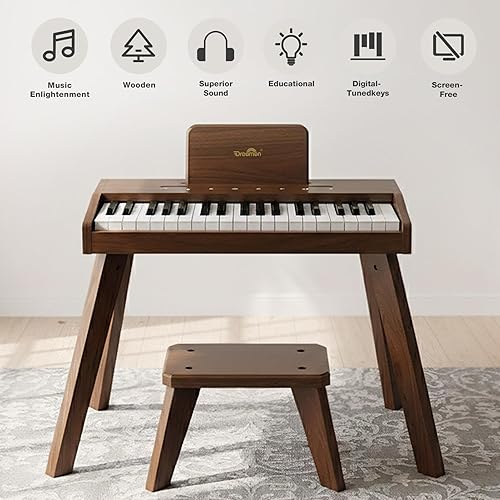 Miniatura 2 de Dreamon Teclado de piano digital para niños, juguete de instrumento educativo musical, piano de madera para niñas y niños a partir de 3 años,