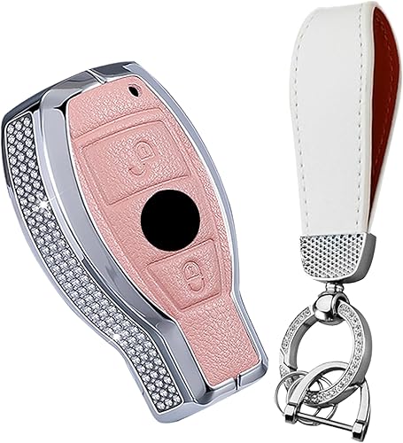 ontto Funda de cuero para llavero de automóvil con 2 botones para Mercedes-Benz A Class B C E S G M V Class CLA CLS GLA GLC GLE GLK GL GLS SL SLK