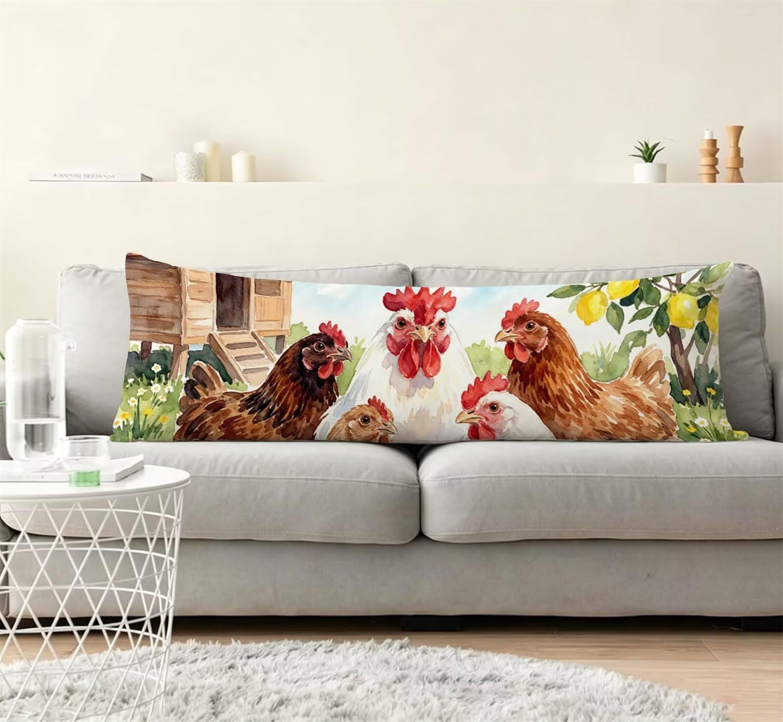 Animali-4 Federe Cuscino Letto 50 x 150 cm, Cuscini per Divano Velluto, | Doppia Faccia Stampa, Gallo Fodera per Cuscino Decorativa, con Cerniera, Cuscino per Dormire Sul Fianco j-104