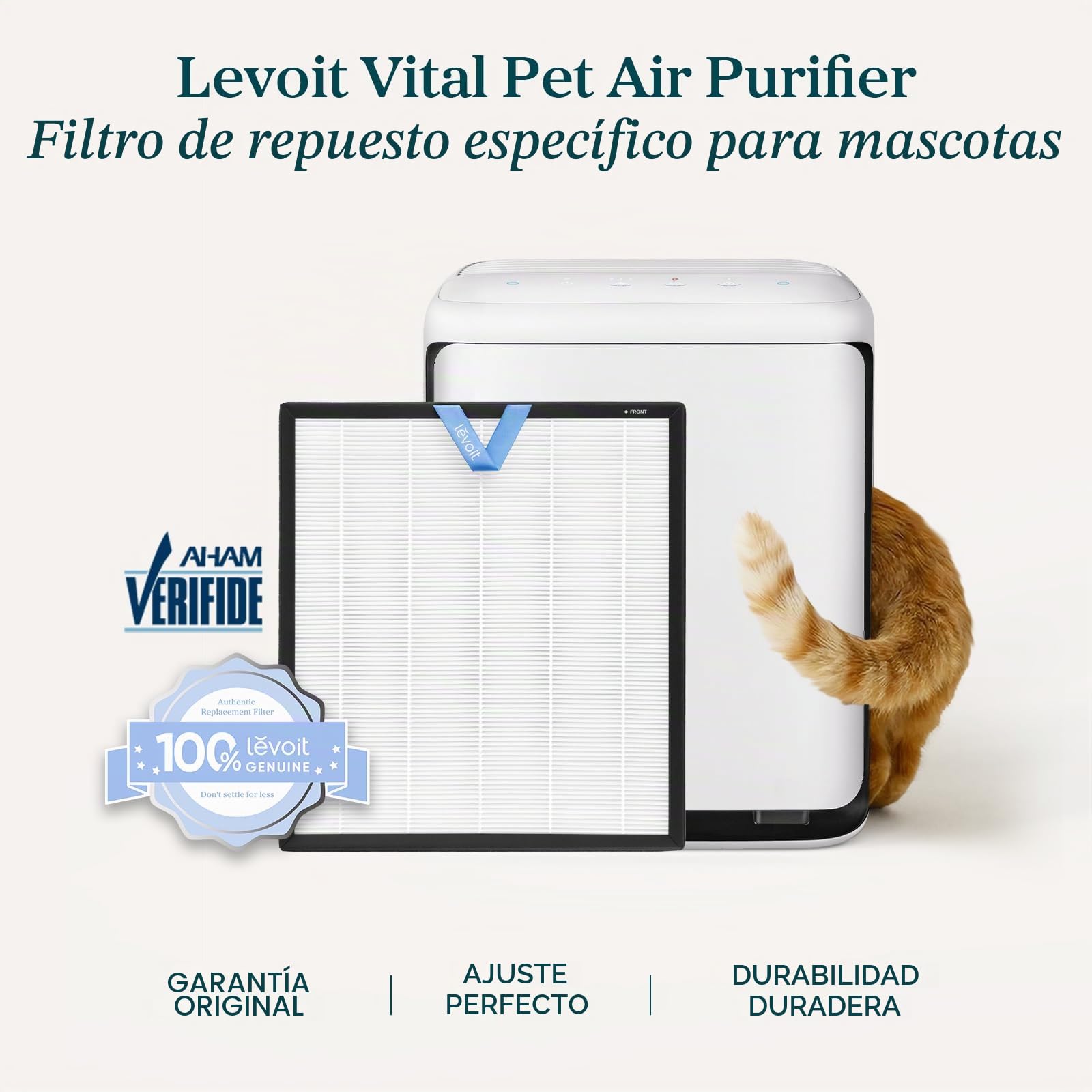 LEVOIT Purificador de aire para mascotas domésticas, habitación grande con prefiltro lavable, sensores duales para pelo pesado de mascotas y alergias, filtro de alto carbono para caspa y olor, control