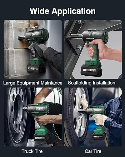 Miniatura 8 de Avhrit Llave de impacto de 1000 Nm (738 pies-libras) Pistola de impacto de potencia inalámbrica de 12 pulgada, sin escobillas, con 2 baterías de