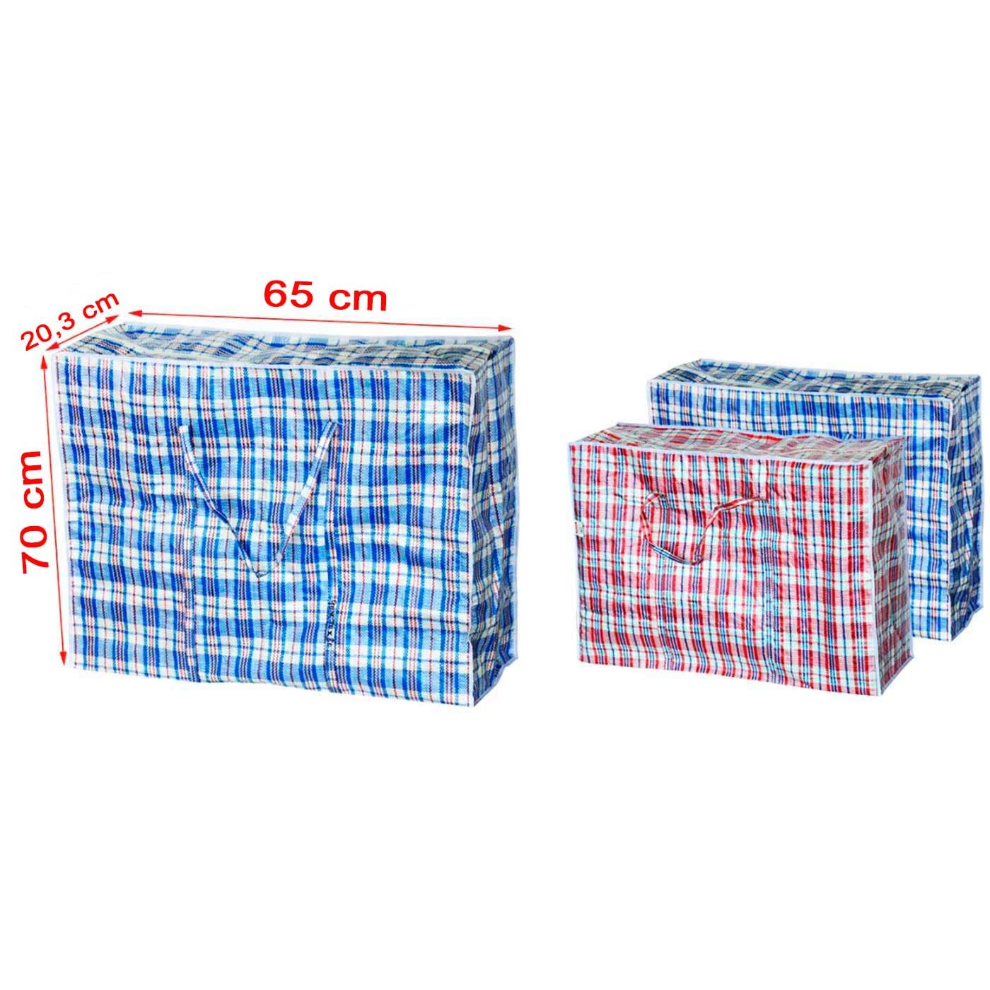 Acan Tradineur - Saccone In Rafia Con Cerniera 70x65x25 Cm Per Traslochi E Ripostiglio - Colore Casuale (Blu, Rosso O Nero) - 5