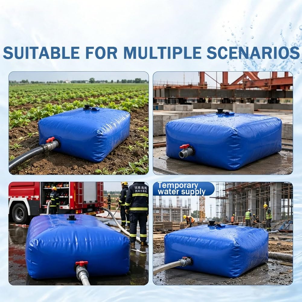 Zfmnoyev Depósito Flexible De Agua De Alta Resistencia (Capacidad De 132 A 2641 Galones), Bolsa Contenedora Portátil Y Plegable para Almacenamiento De Agua, Bolsa Flexible(1x1x0.5m-500L/132Gal)