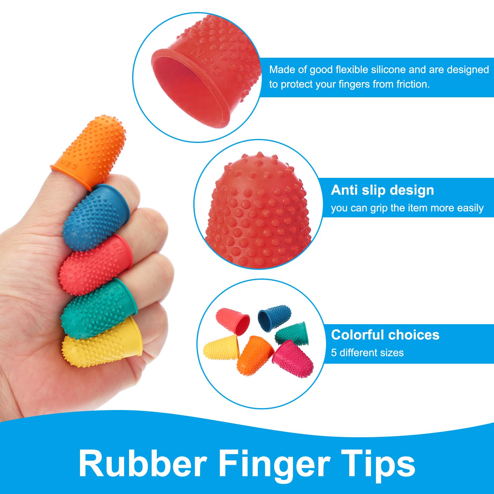 PATIKIL Embouts de doigts en caoutchouc, 15 Pack Protecteur de bout de doigt en silicone pour le pouce et les doigts, Protège-doigts pour le comptage au bureau, la couture, Rouge Taille XS