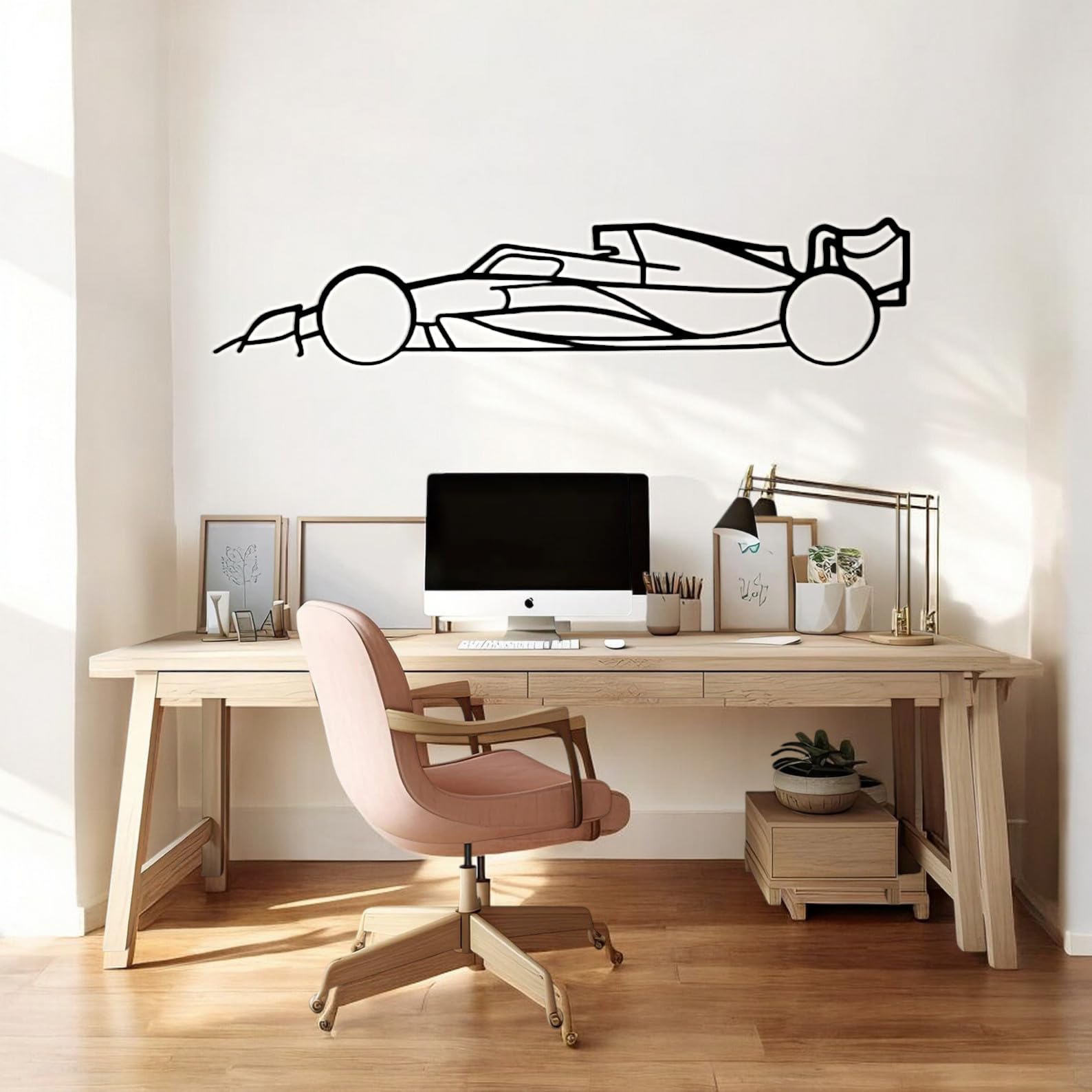 Tubibu Cuadro de pared de metal para coche, decoración de pared, silueta de coche, arte de pared de metal para coche, patrón 3D, decoración de metal, patrón grande negro, decoración de pared para el