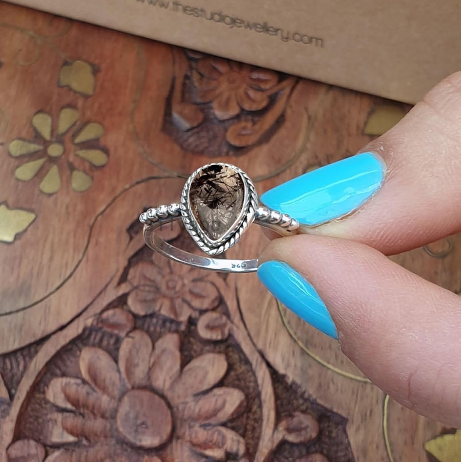 9x12MM Pear Gemstone Ring in 925 Sterling Silver for Women, Girl, Gift